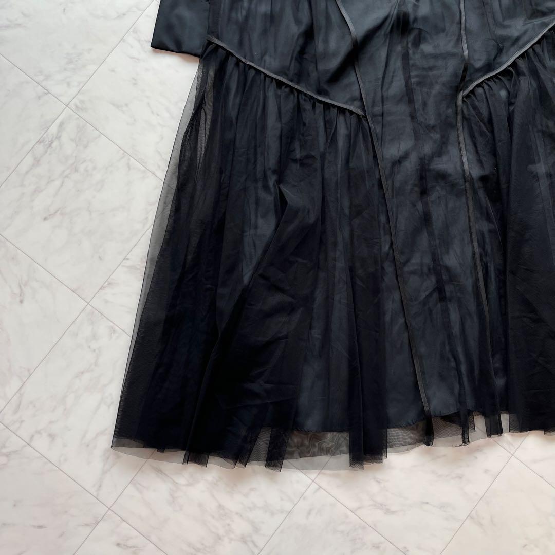 niana チュールパイピングAラインドレス オケージョンドレス ブラック　M