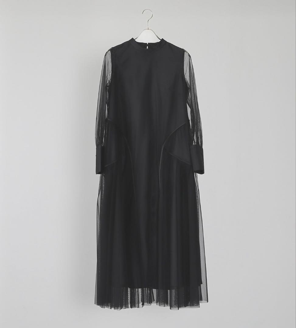 niana チュールパイピングAラインドレス オケージョンドレス ブラック　M