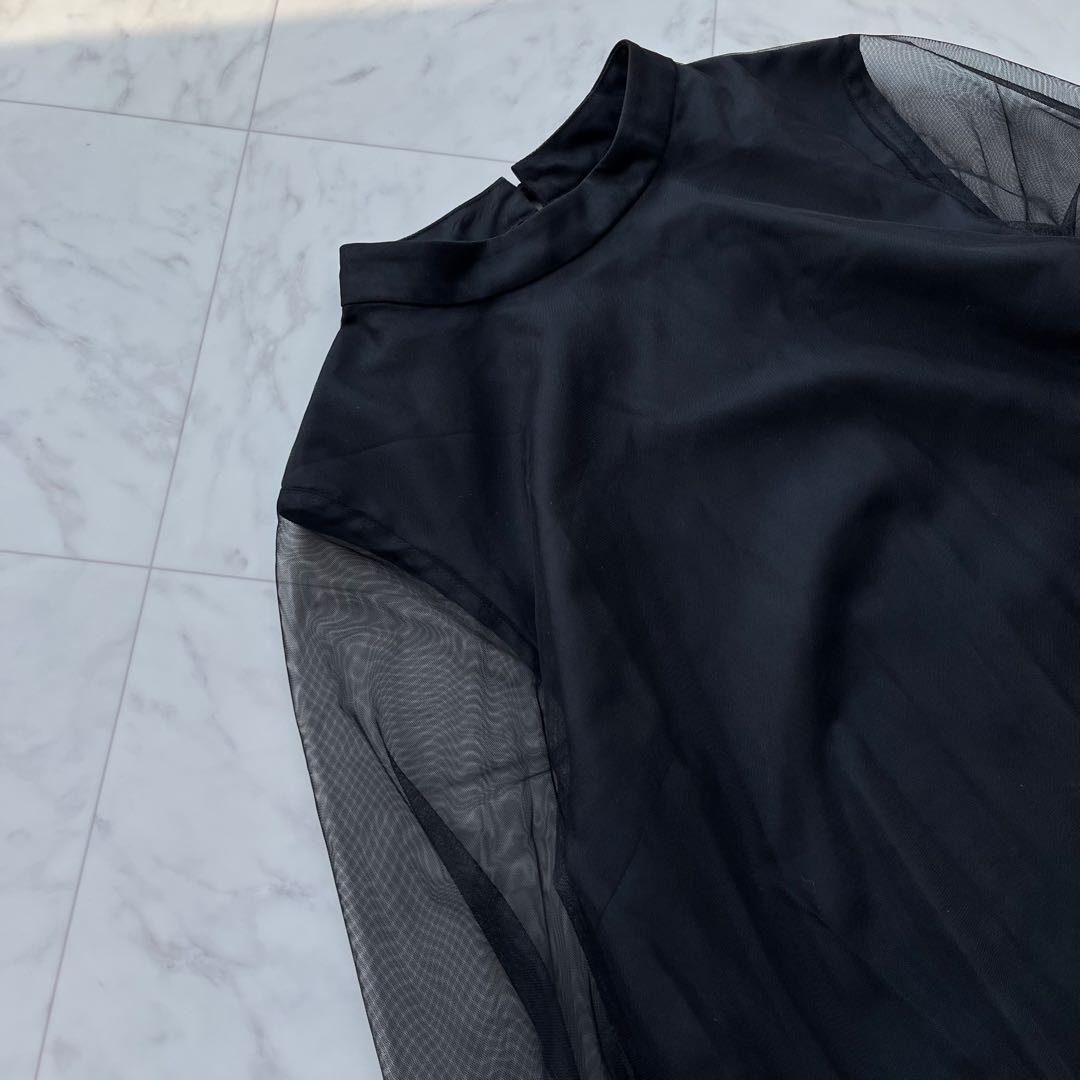 niana チュールパイピングAラインドレス オケージョンドレス ブラック　M