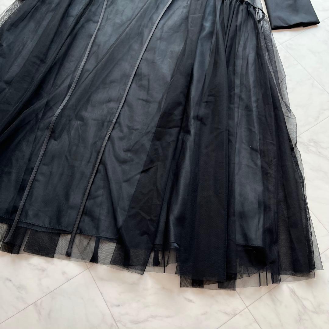 niana チュールパイピングAラインドレス オケージョンドレス ブラック　M