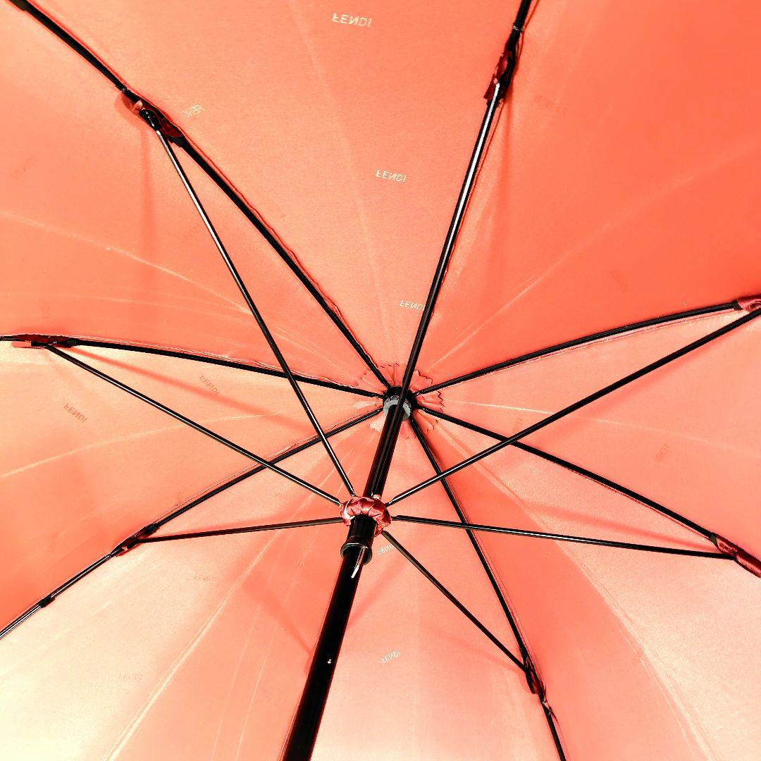 極美品 フェンディ 長傘 ズッカ柄 FF イタリア製 雨傘 レッド 赤 梅雨