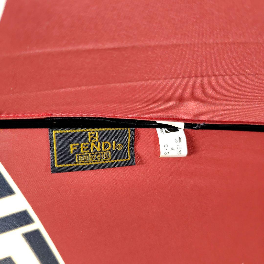 極美品 フェンディ 長傘 ズッカ柄 FF イタリア製 雨傘 レッド 赤 梅雨