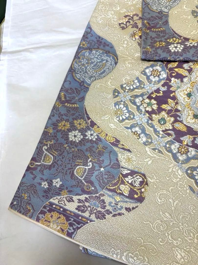 六通柄袋帯 唐織 正倉院文様 金糸 正絹