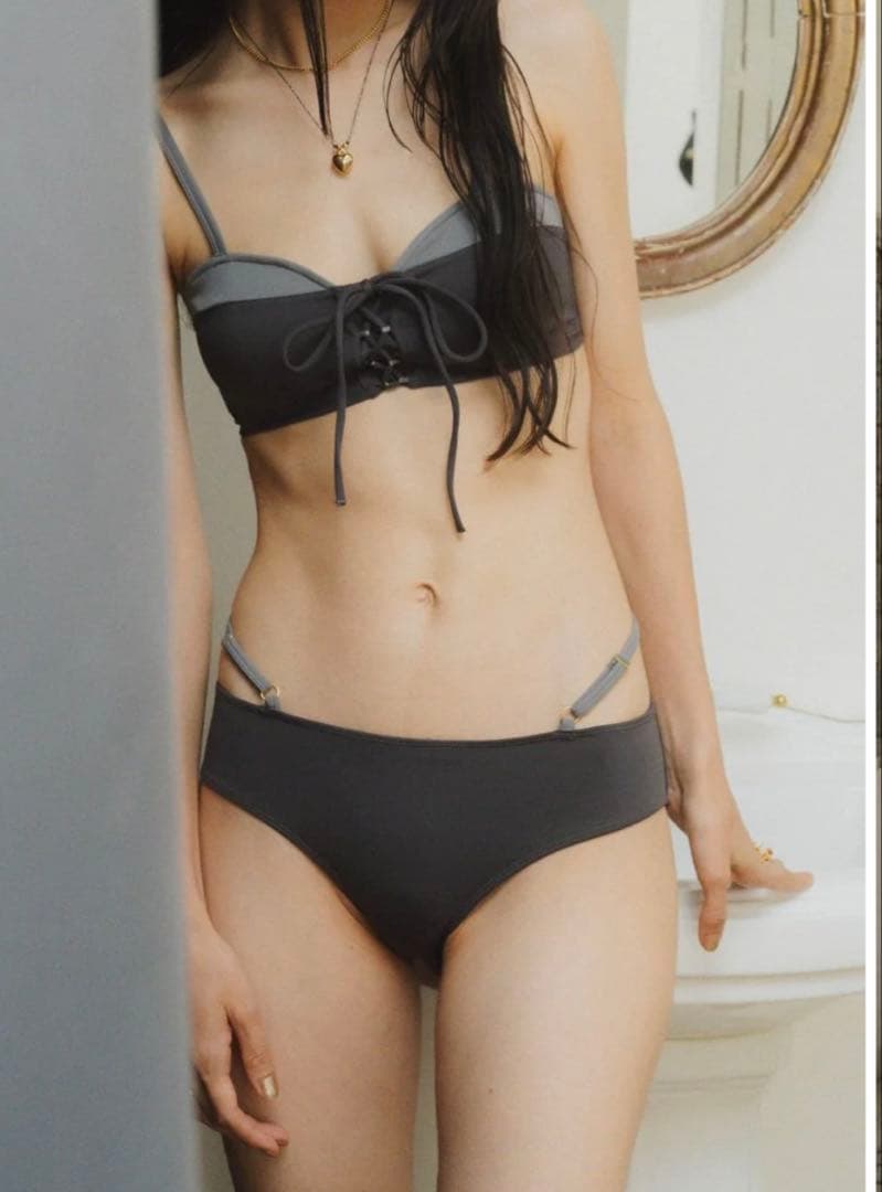 knuth marf 水着 グレー slit skirt swim wear