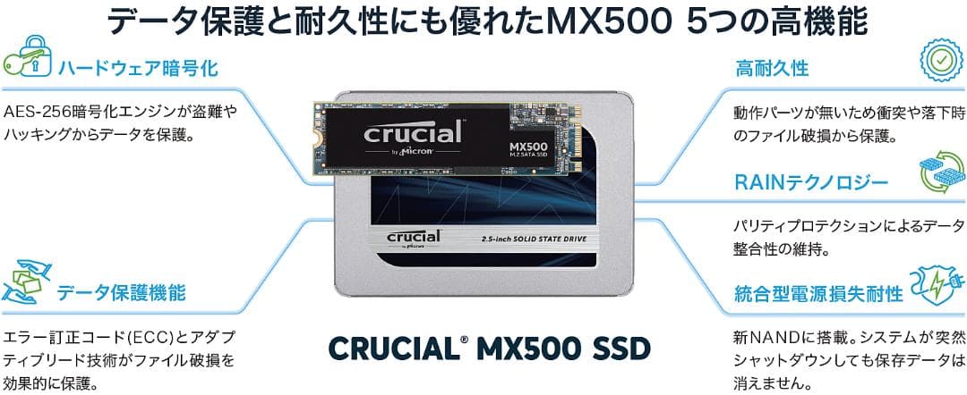 Crucial SSD 1000GB MX500 内蔵2.5インチ 7mm