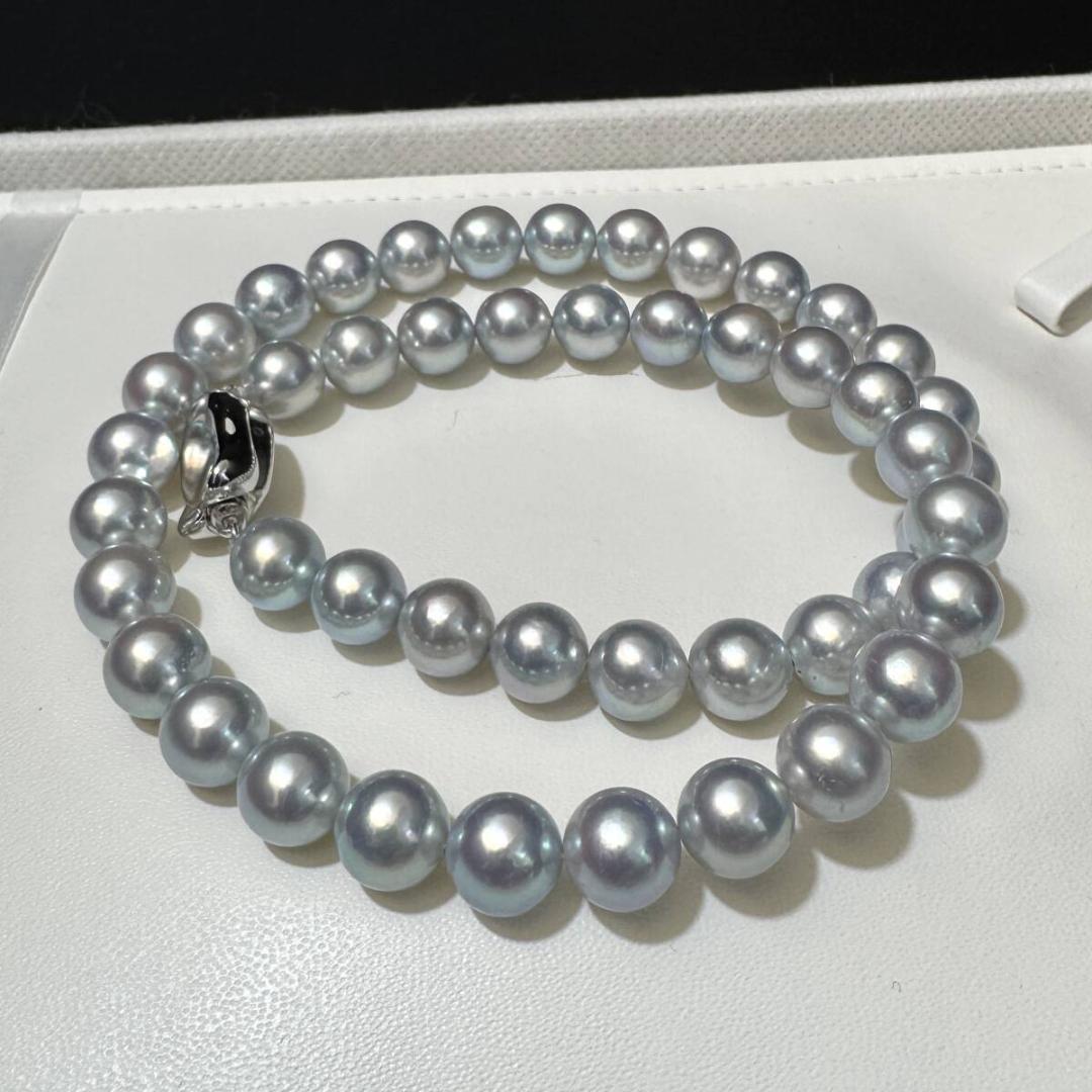 最高級 大珠✨ あこや真珠 ブルーグレーパール ネックレス 8.5-9mm SV