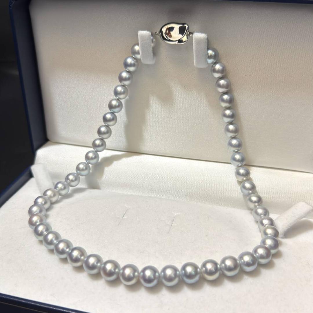 最高級 大珠✨ あこや真珠 ブルーグレーパール ネックレス 8.5-9mm SV