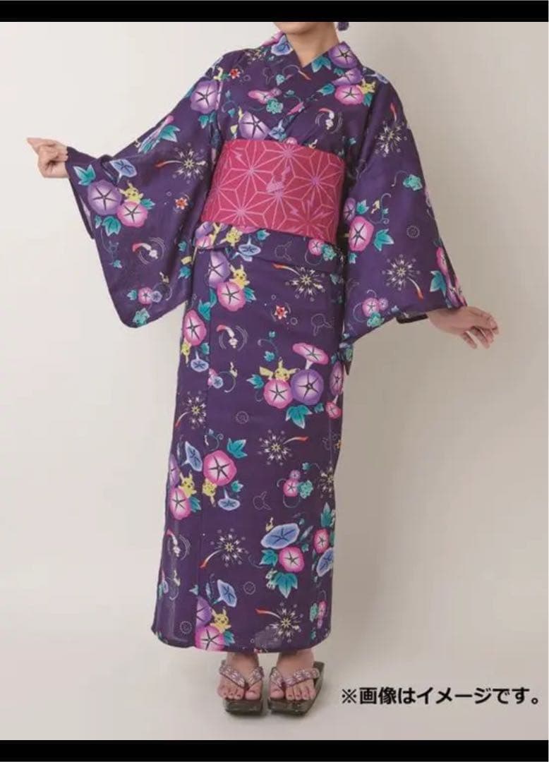 ポケモンセンター限定 ピカチュウと朝顔 浴衣と作り帯 Mサイズ