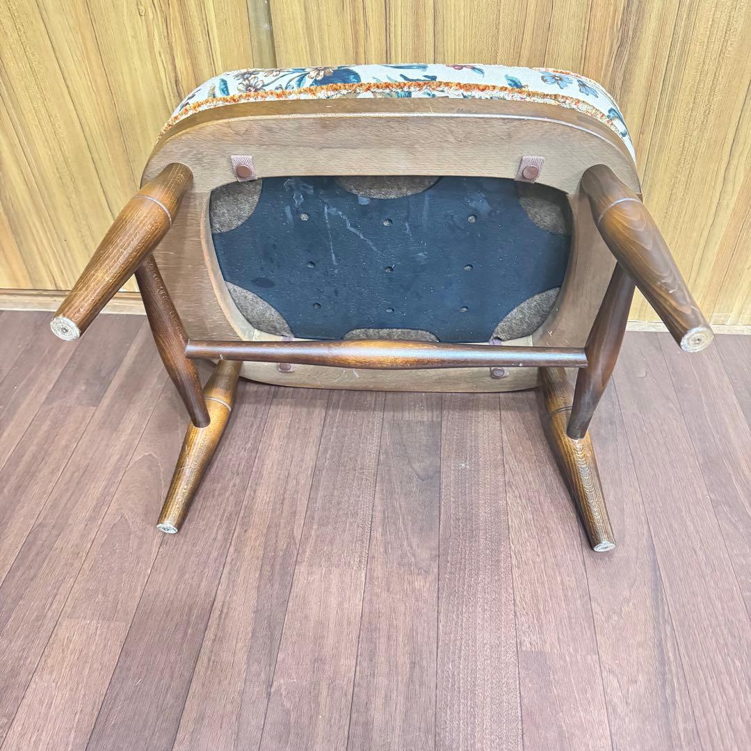 【昭和レトロ】オットマン 飛騨産業 キツツキマーク スツール キジと花柄 レトロ