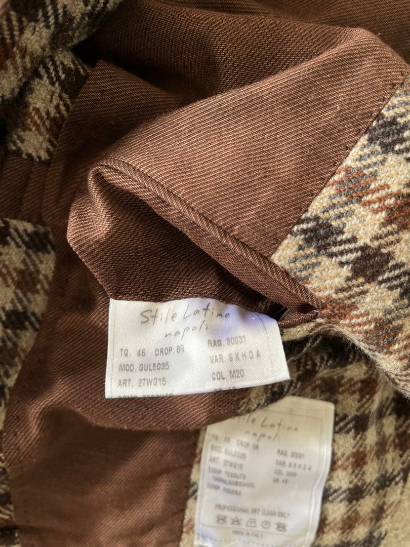 Stile Latino ガンクラブチェック テーラードジャケット 46サイズ