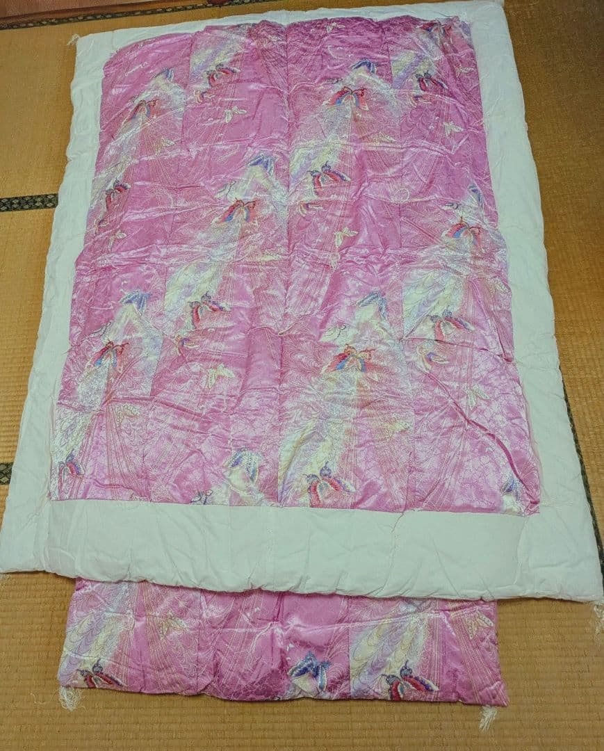 ◆年始 セール◆婚礼ぶとん①　掛け敷きセット　年代物　ピンク　蝶