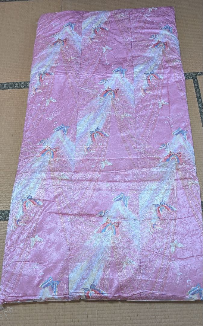 ◆年始 セール◆婚礼ぶとん①　掛け敷きセット　年代物　ピンク　蝶