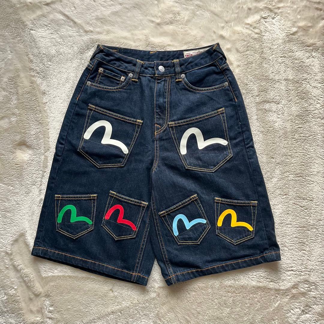 EVISU マルチポケット デニム ハーフパンツ 26 indigo