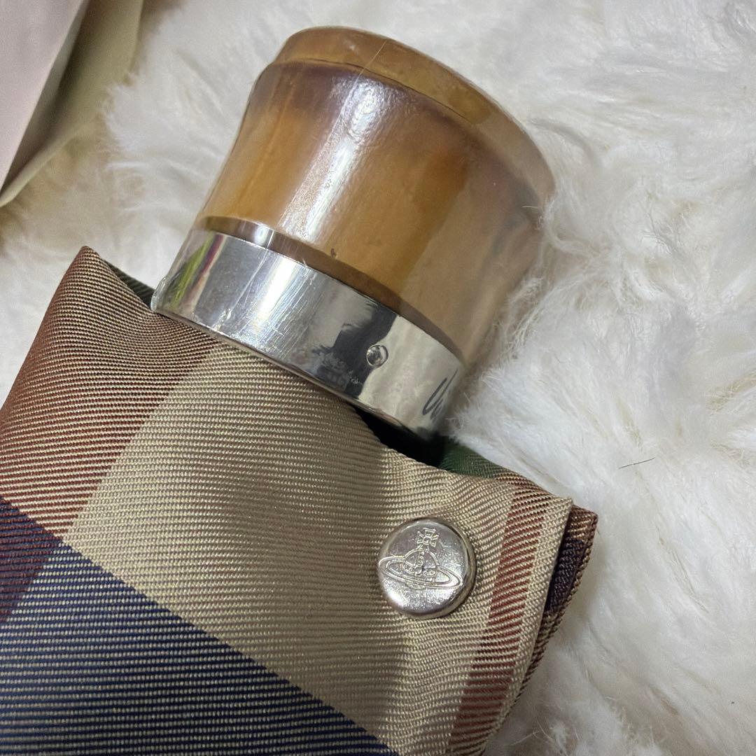 新品未使用タグ付 Vivienne Westwood チェック柄 オーブ 折り傘