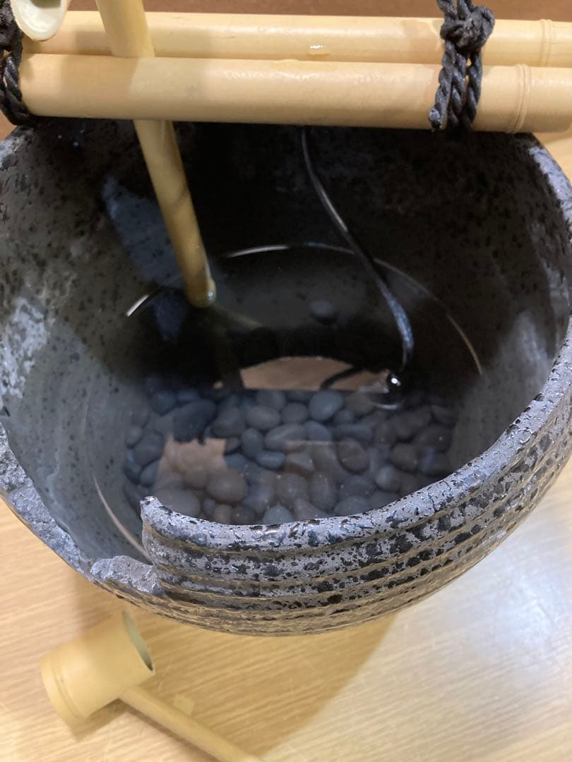 ユ*ル様 信楽焼 電動つくばい 陶器 蹲 鹿威し 水鉢 室内　和風 陶器 幅約2