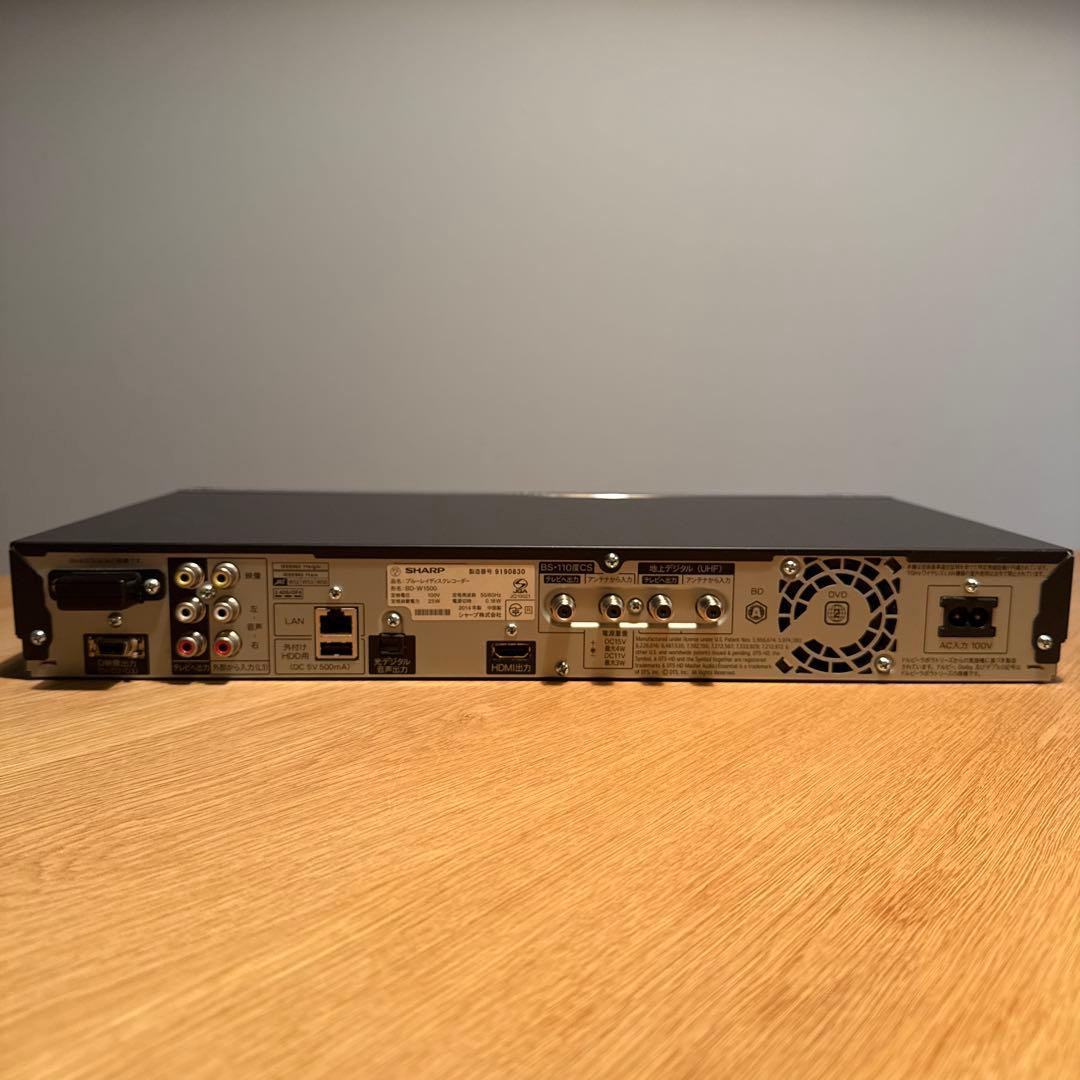 Blu-rayレコーダー　BD-W1500／SHARP