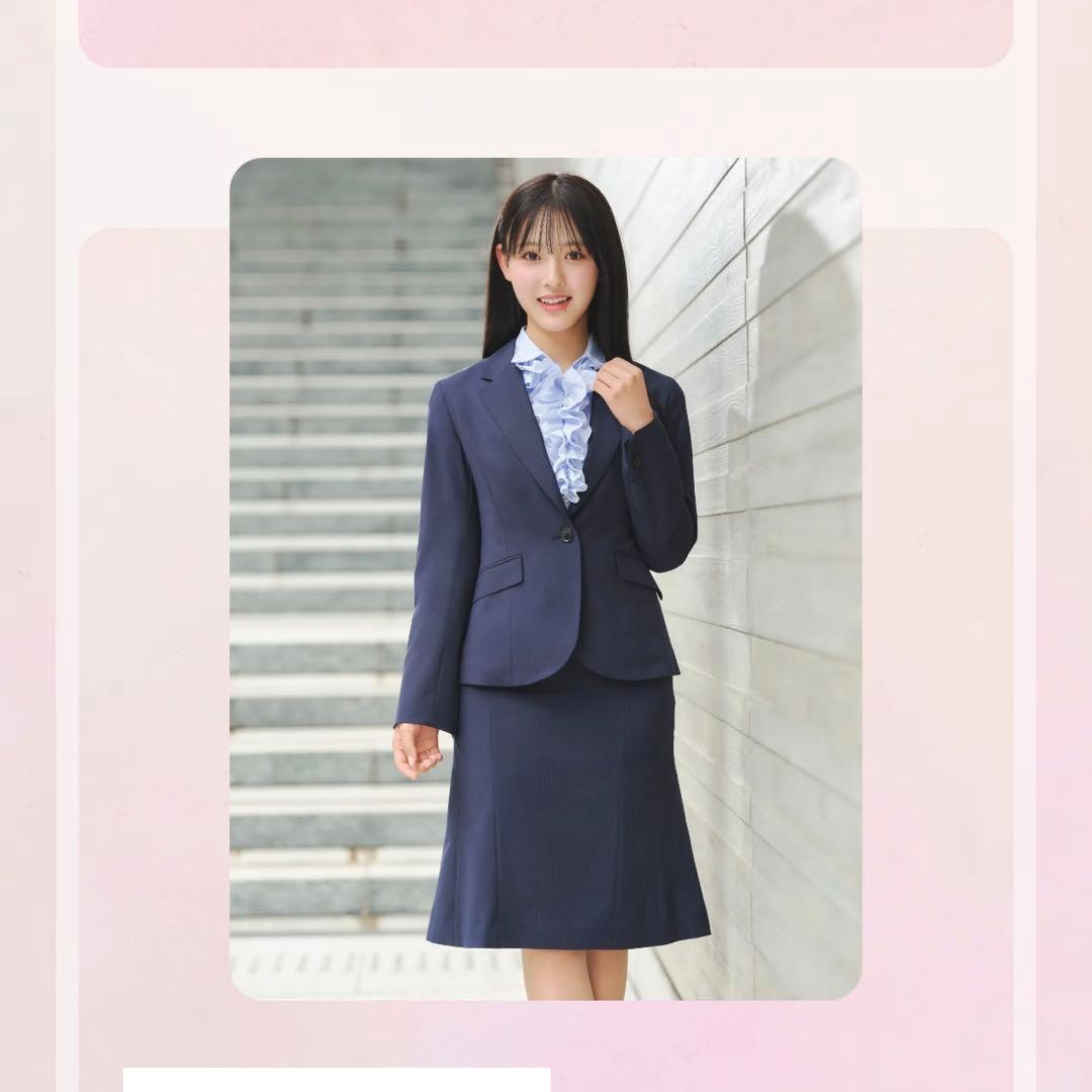 レディース スーツ ジャケット スカート 上下セット ネイビー