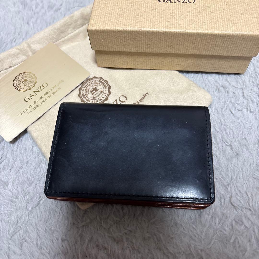 GANZO ブラック 名刺入れ　箱保証書付き　ブライドルレザー　コードバン