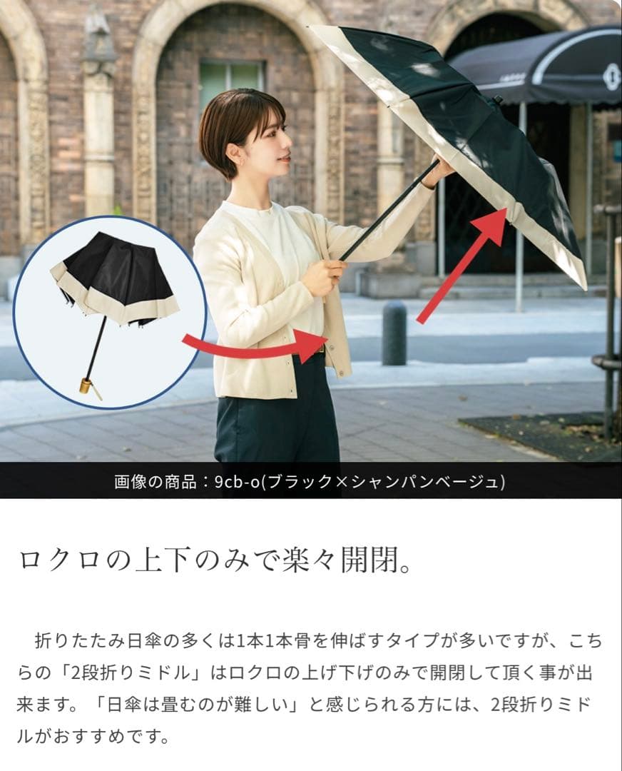芦屋ロサブラン 新品タグ付き2段折りミドルプレーン　ライトグレー 折りたたみ日傘