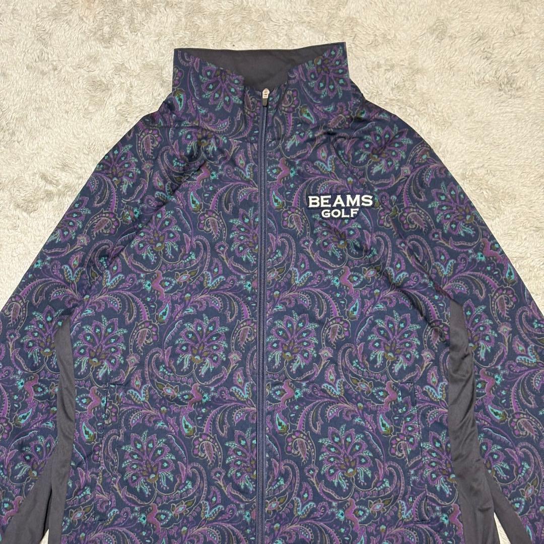 【美品】 BEAMS GOLF ジャケット 総柄 ペイズリー ネイビー BY44