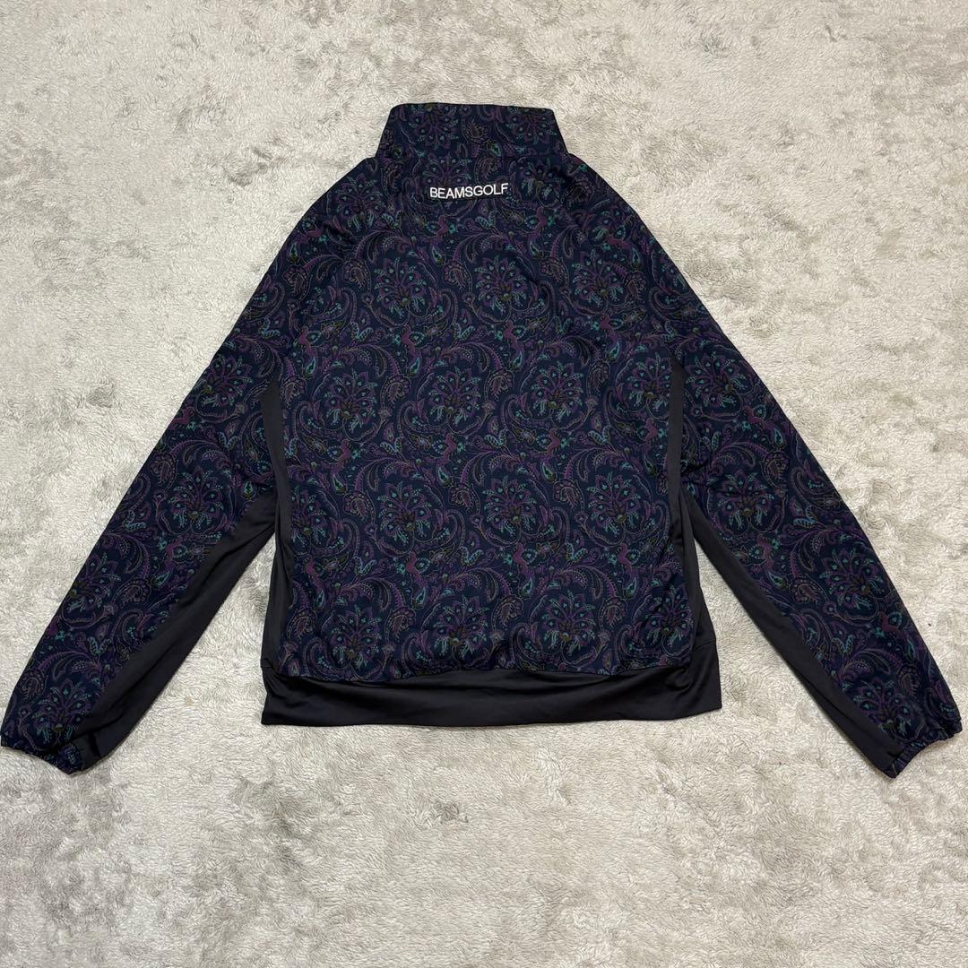 【美品】 BEAMS GOLF ジャケット 総柄 ペイズリー ネイビー BY44