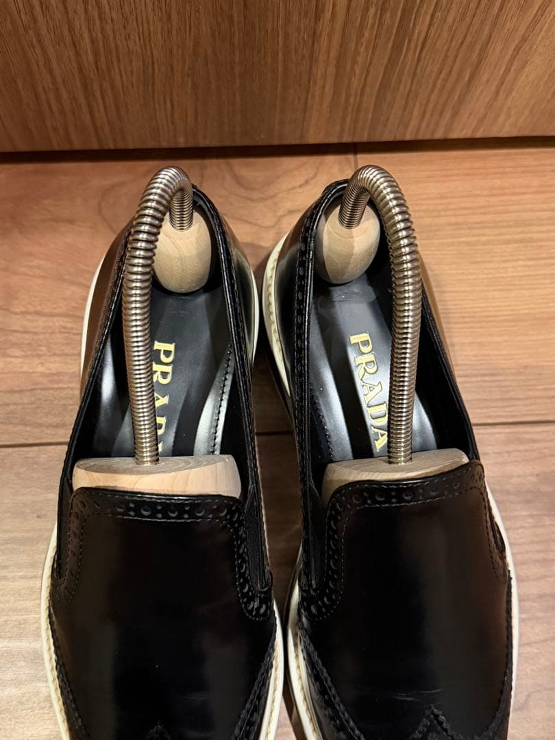 PRADA プラダ ローファー スリッポン 革靴 ウィングチップ 黒 35