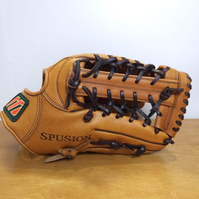 ミズノ 日本製 スプシオン Mマークラベル 赤ビュー 外野用 軟式グローブ