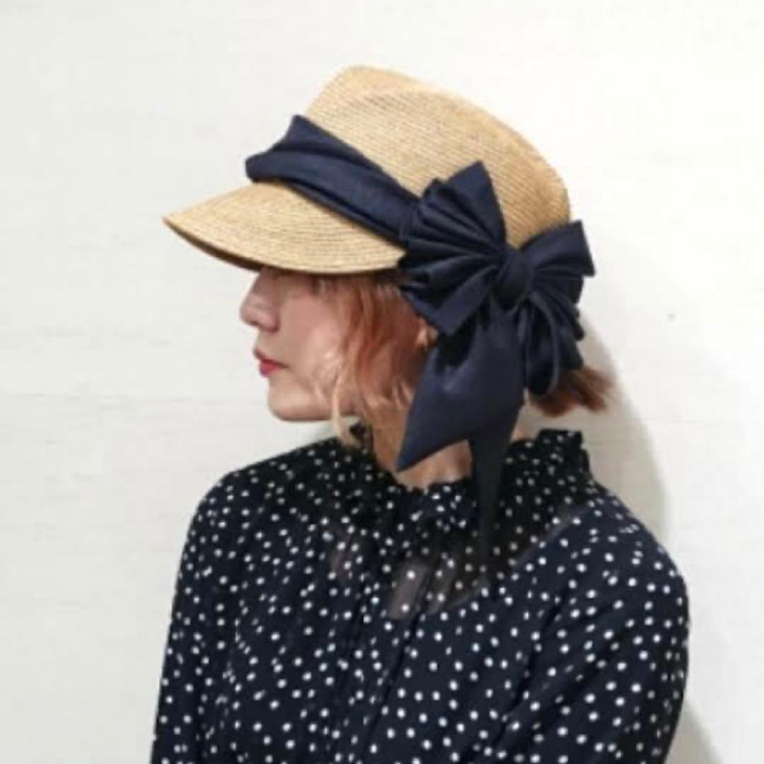 【完売品】CA4LA♡カシラ✨リボン付き麦わら帽子 ストローハット キャスケット