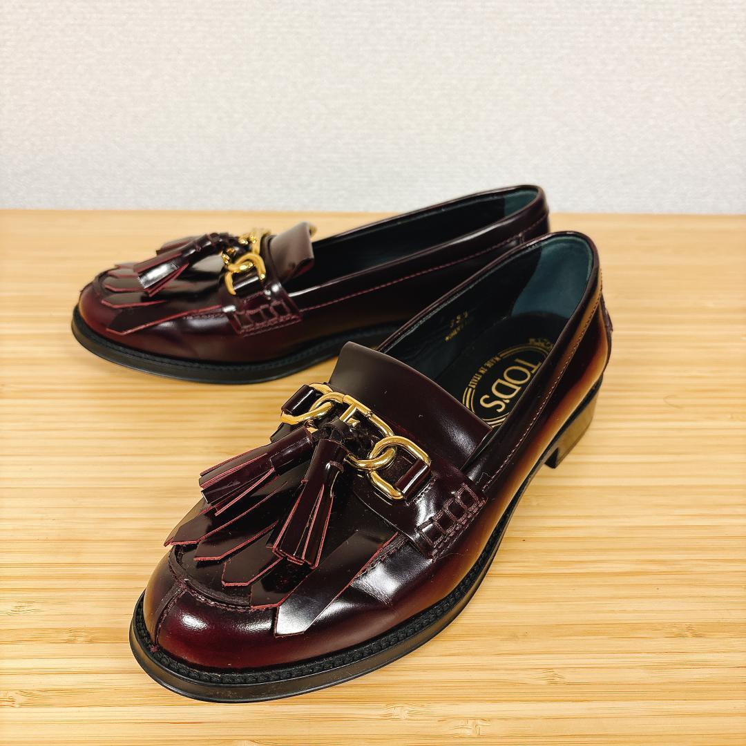 【極美品】TOD'S トッズ タッセルローファー 金具 フリンジ 22.5cm