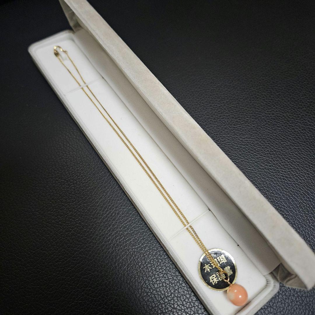 【美品】【重量3g】K18×赤珊瑚ネックレス