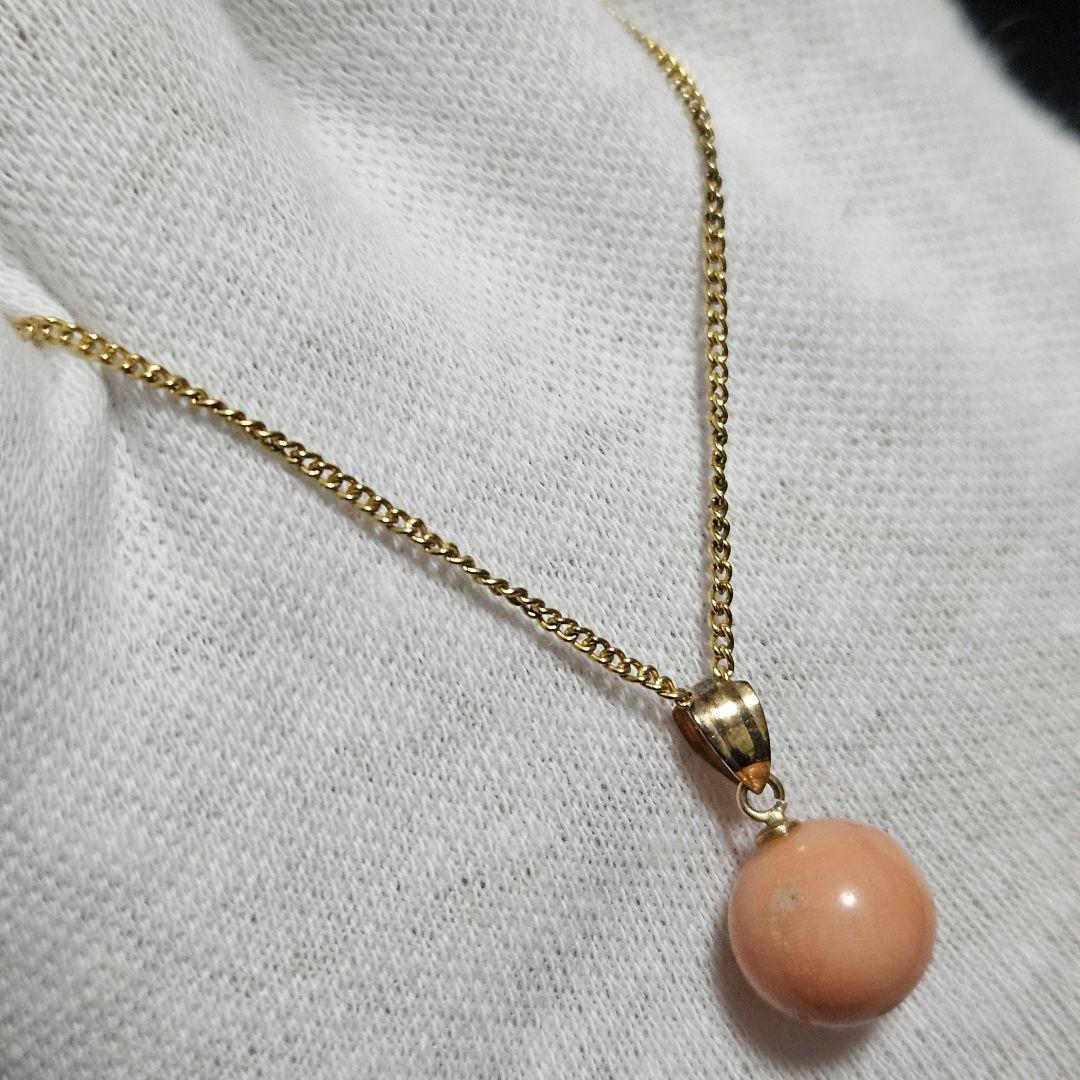 【美品】【重量3g】K18×赤珊瑚ネックレス