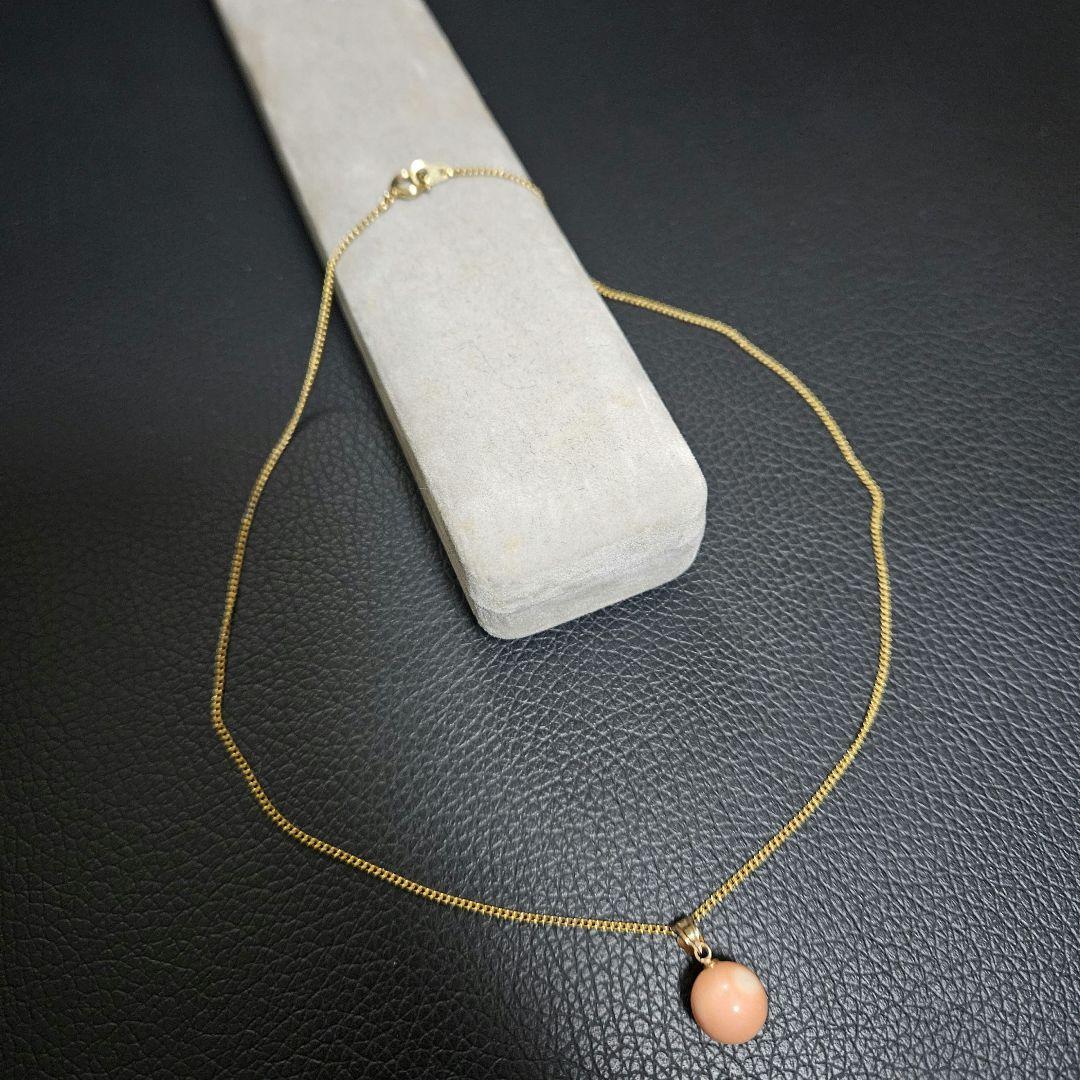 【美品】【重量3g】K18×赤珊瑚ネックレス