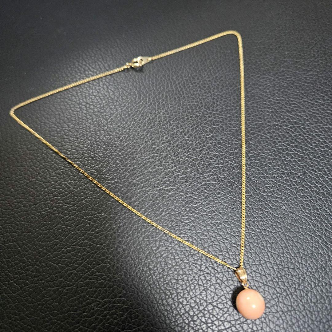 【美品】【重量3g】K18×赤珊瑚ネックレス