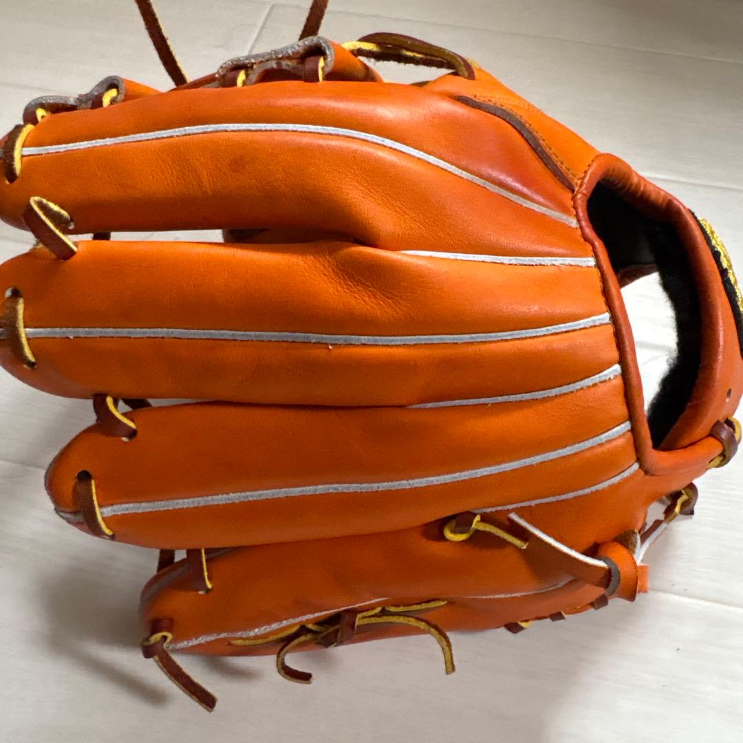 オレンジ レザー 硬式グローブ ストライプ