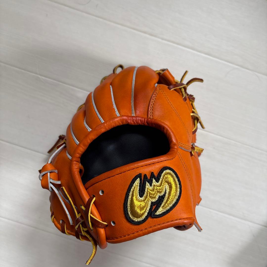 オレンジ レザー 硬式グローブ ストライプ