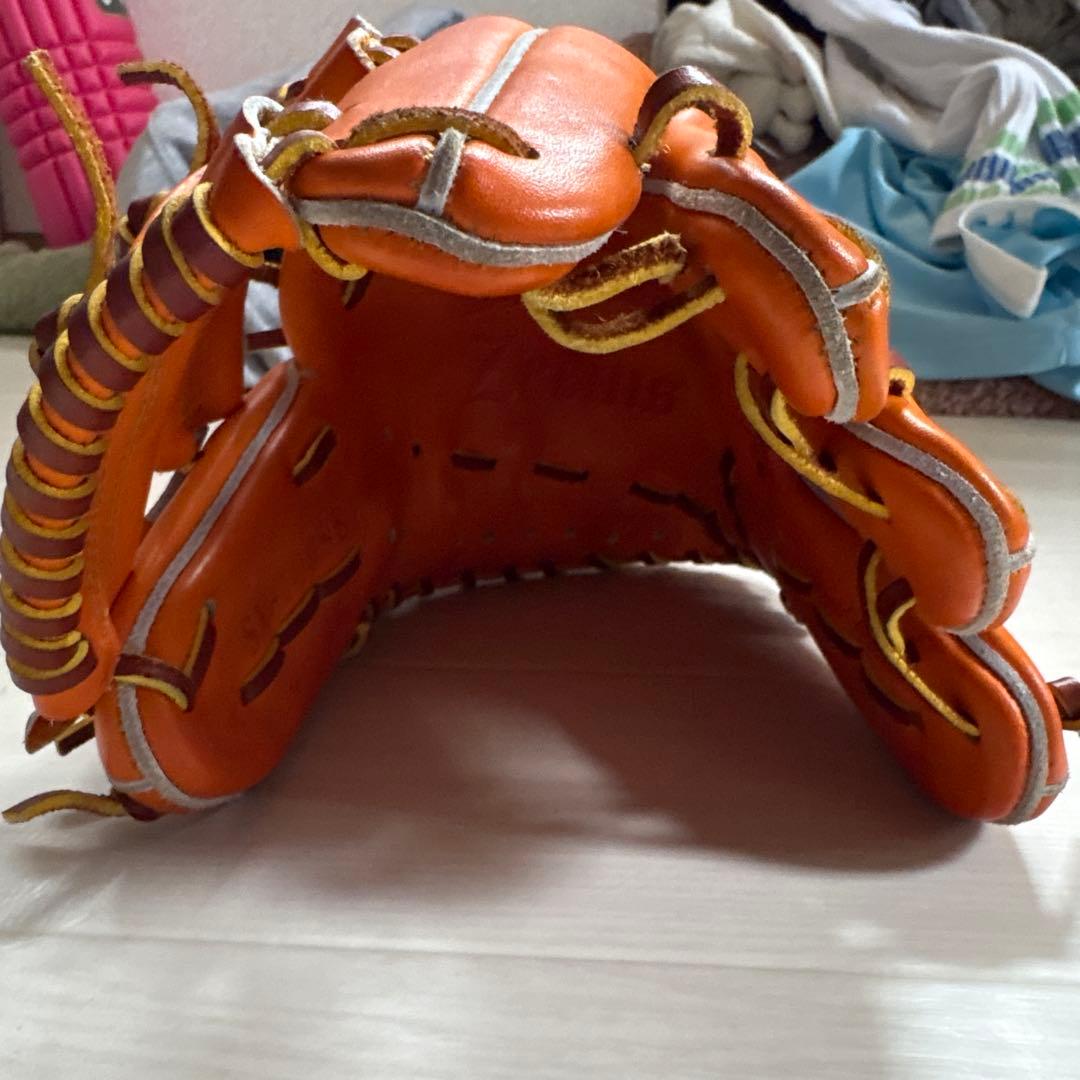 オレンジ レザー 硬式グローブ ストライプ