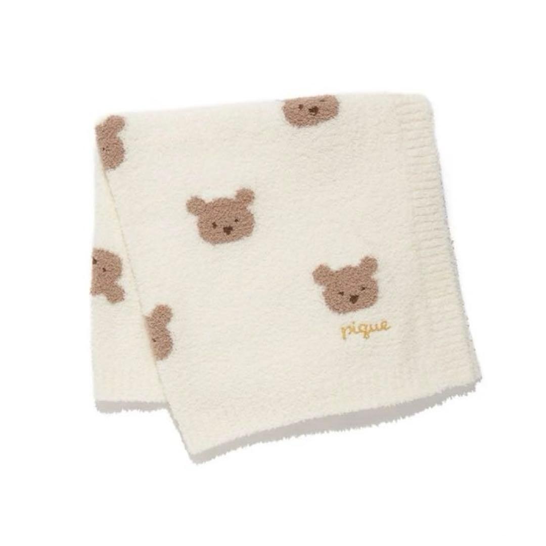 ジェラートピケ　ラッピング済み　ベビモコベアジャガードブランケット&ラトル