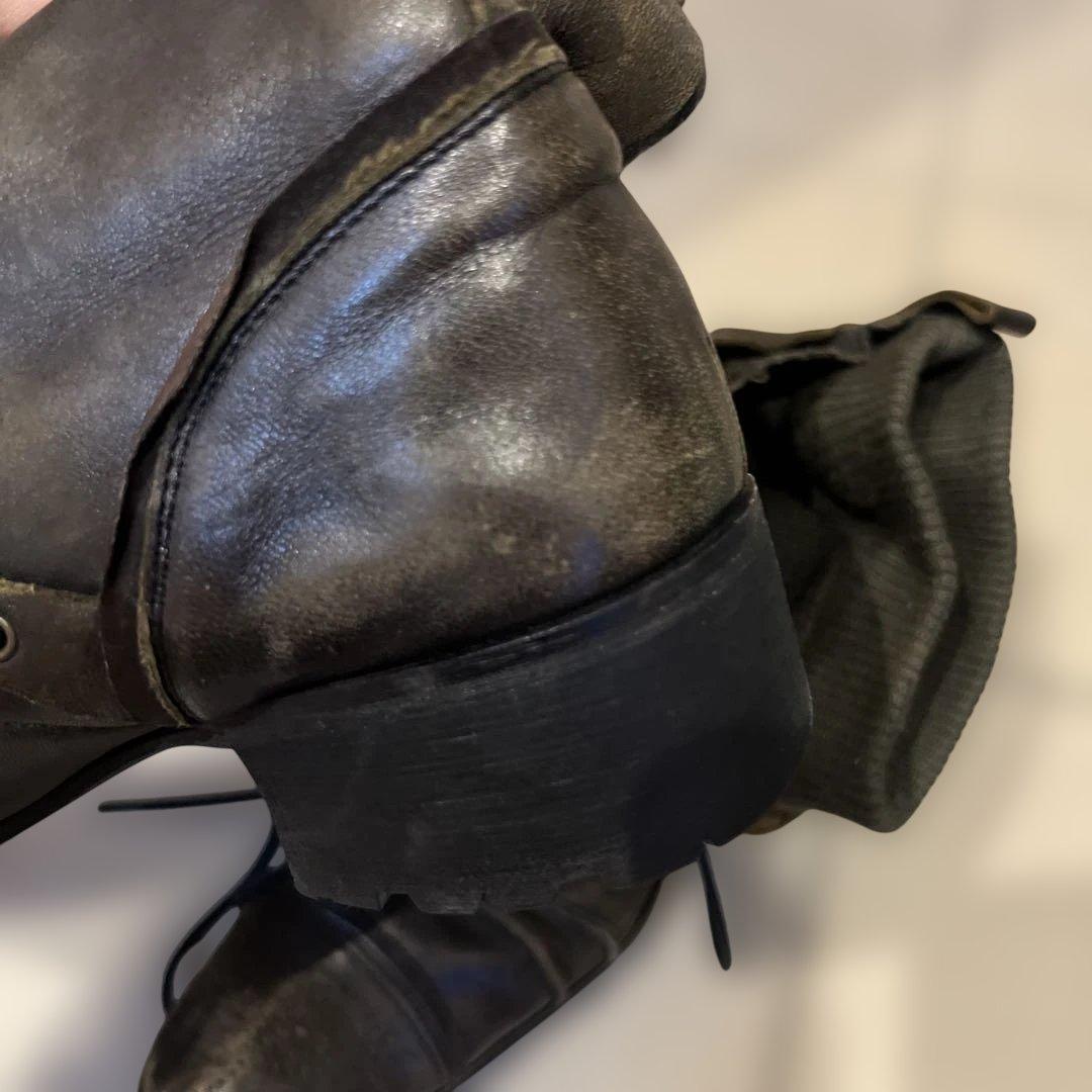 アルフレッドバニスター　ニット　ラム革　ブーツ　ブラックオリーブ　サイズ41