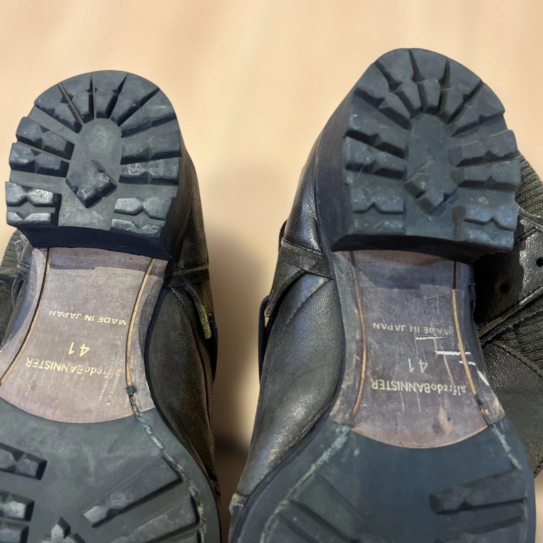 アルフレッドバニスター　ニット　ラム革　ブーツ　ブラックオリーブ　サイズ41