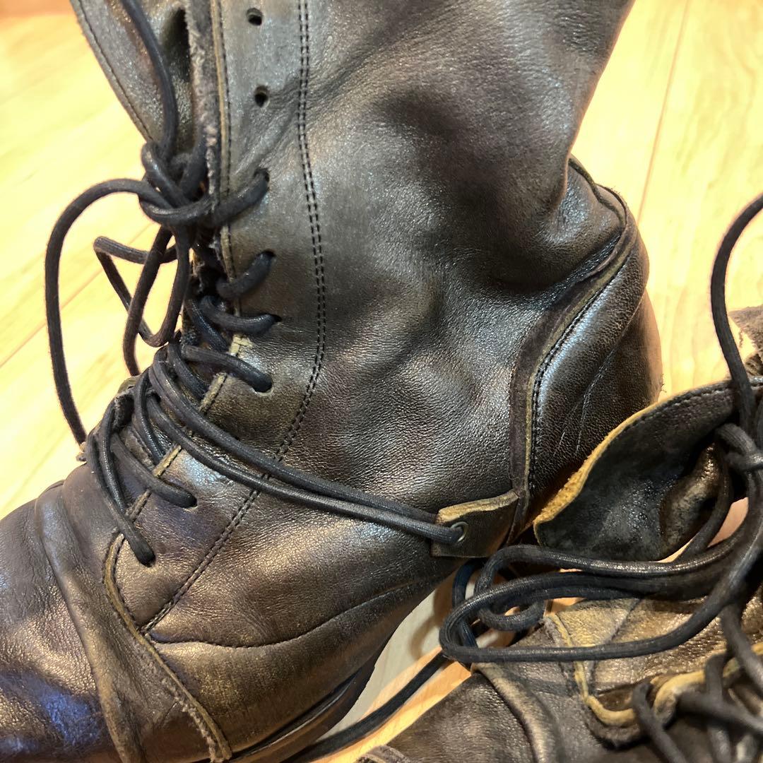 アルフレッドバニスター　ニット　ラム革　ブーツ　ブラックオリーブ　サイズ41