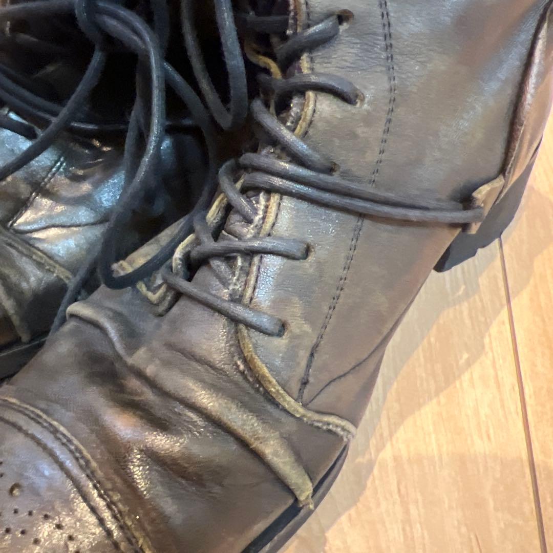 アルフレッドバニスター　ニット　ラム革　ブーツ　ブラックオリーブ　サイズ41