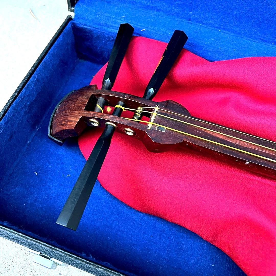 木製 津軽三味線 花柄装飾 ハードケース付属品付き