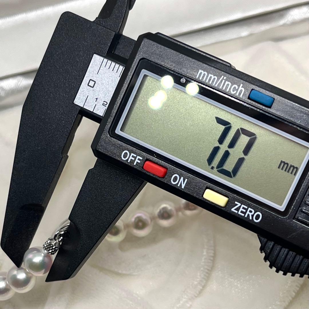 花珠級照 あこやネックレス 7.0-7.5mm K14wgイヤリング carat