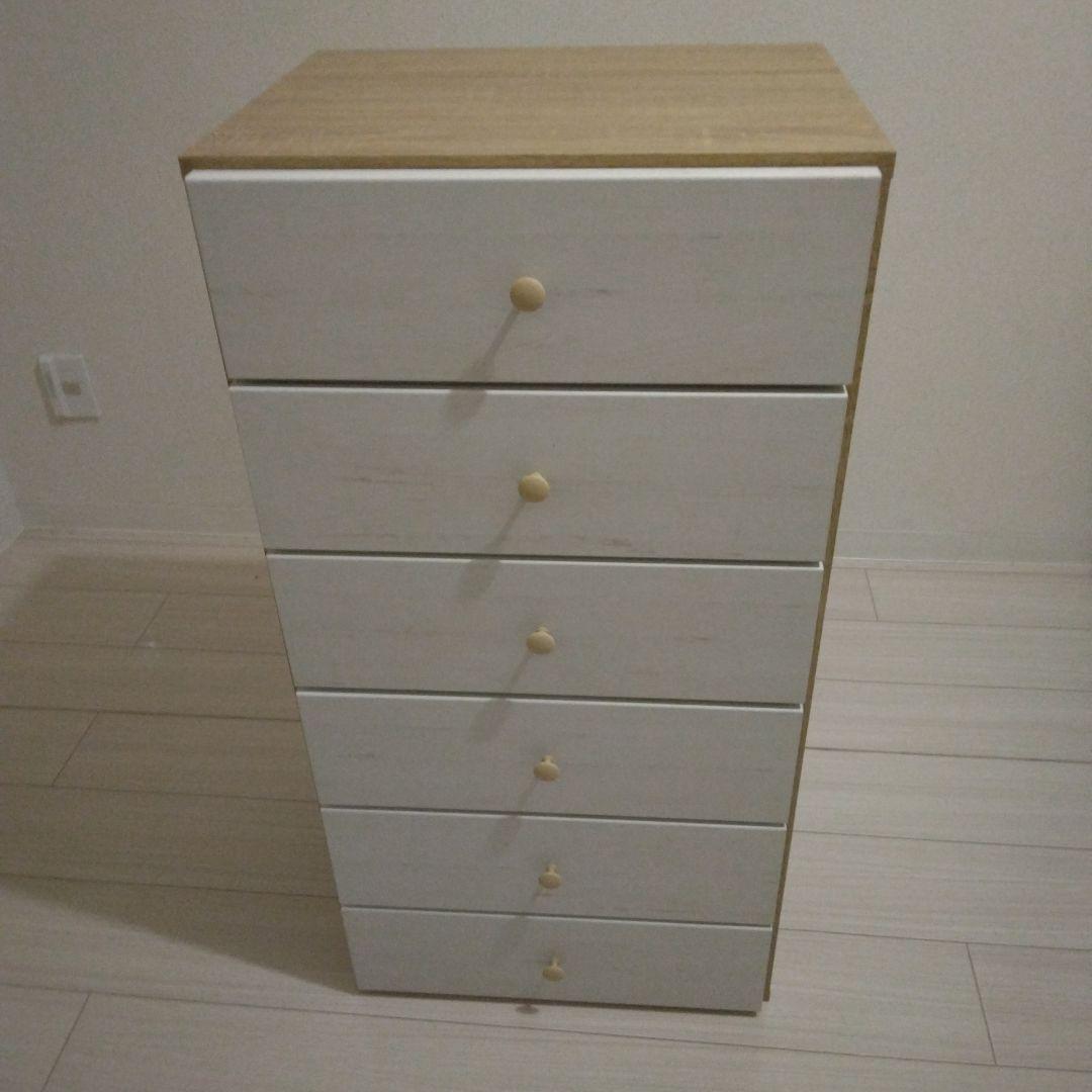 カ*ン様 ニトリ　6段チェスト ホワイトと木目調