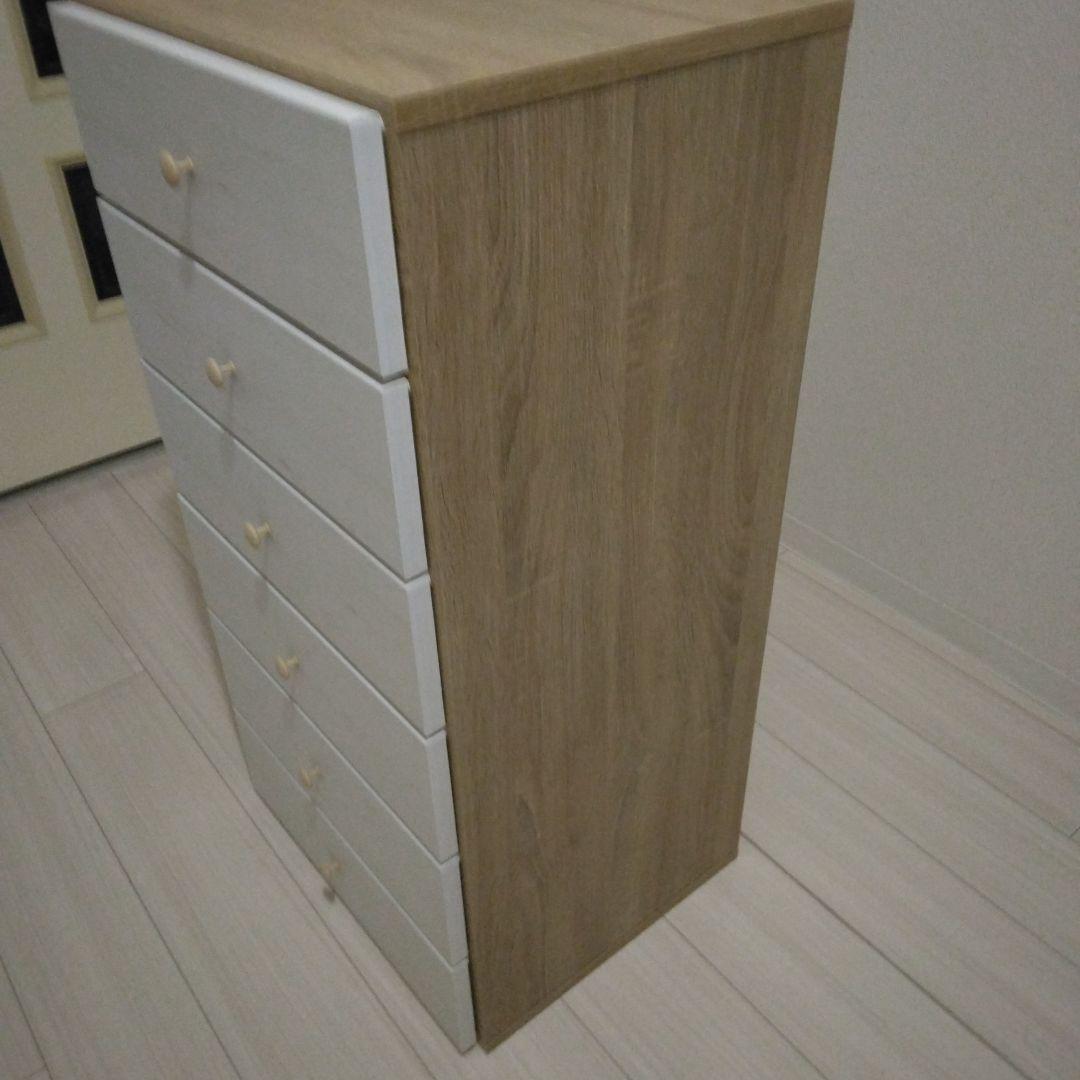 カ*ン様 ニトリ　6段チェスト ホワイトと木目調