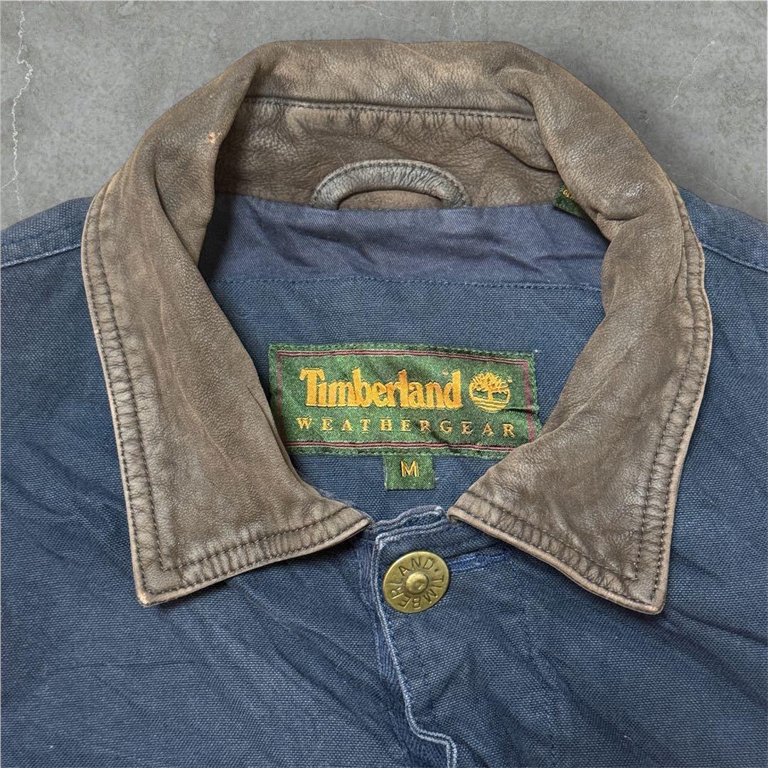 らいとティンバーランドダック地ハンティンググランパコアジャケット襟レザー