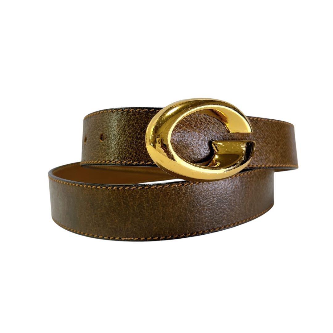 GUCCI グッチ ベルト ゴールド金具 メンズ レザー カジュアル