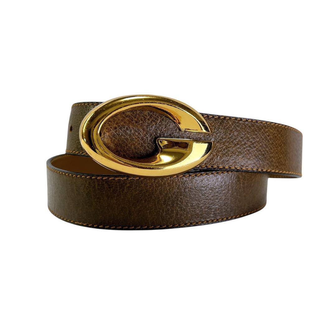 GUCCI グッチ ベルト ゴールド金具 メンズ レザー カジュアル