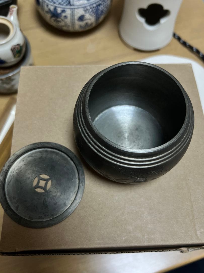 時代物 茶道具 在銘 建水 錫 ？唐物 古玩 古美術