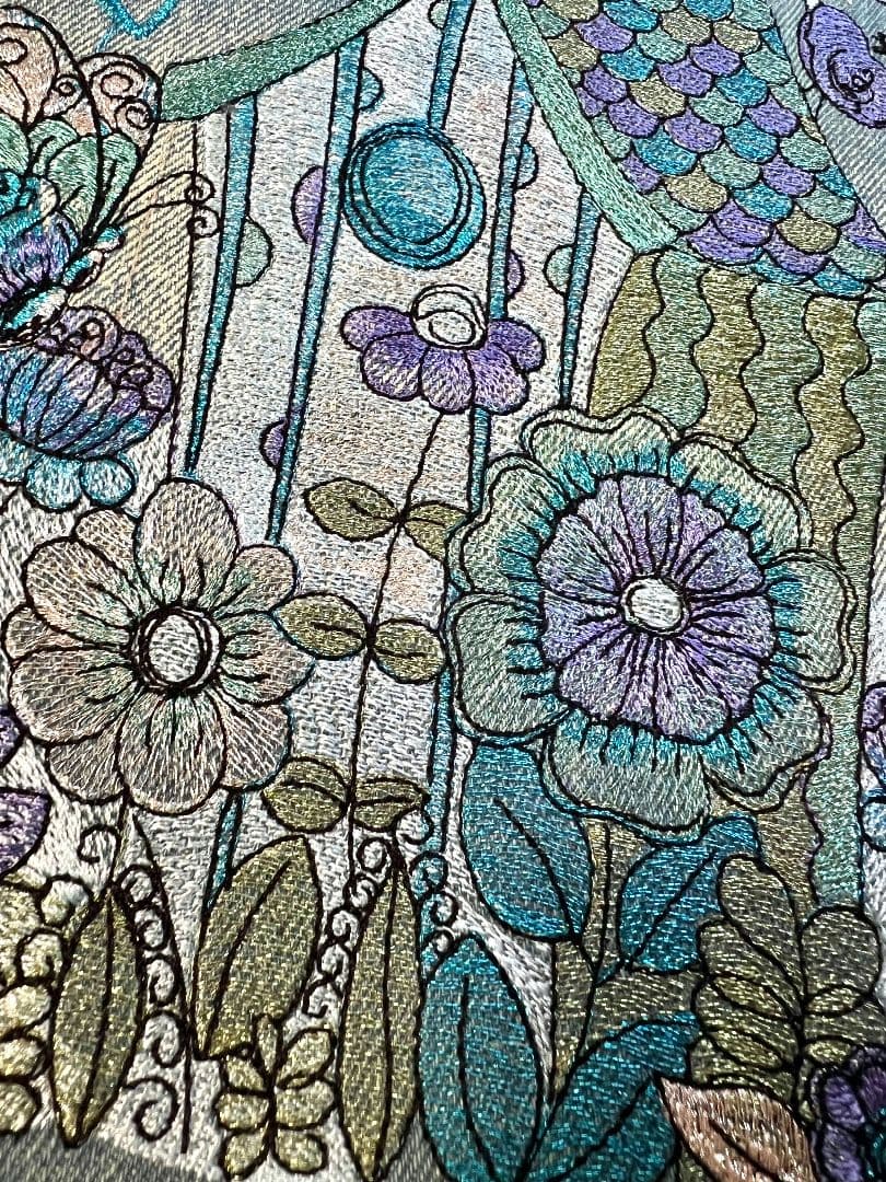 インディゴグラデデニム♡刺繍のふんわり柔らかショルダーバッグ♡フクロウちゃん